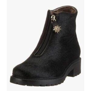 Diavolezza Women's Boots Shearling Black Ankle Boots Fur Zip Front Winter Shoes